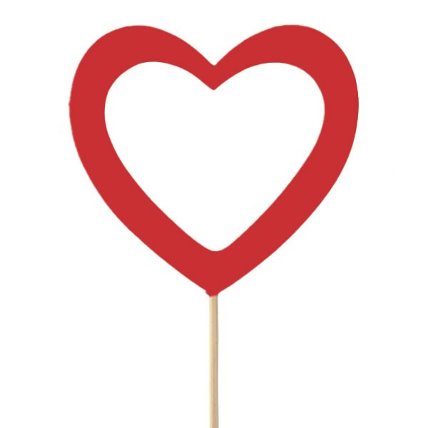 Red Wooden Heart Pick - Rustic Home Decor & Unique Wedding Favor