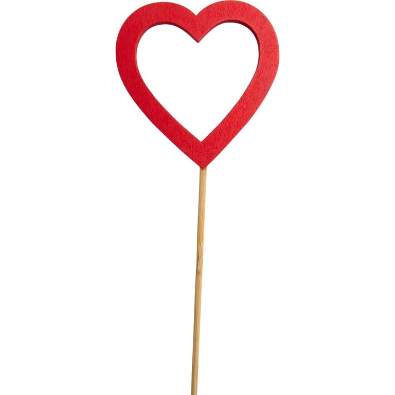 Red Wooden Heart Pick - Rustic Home Decor & Unique Wedding Favor