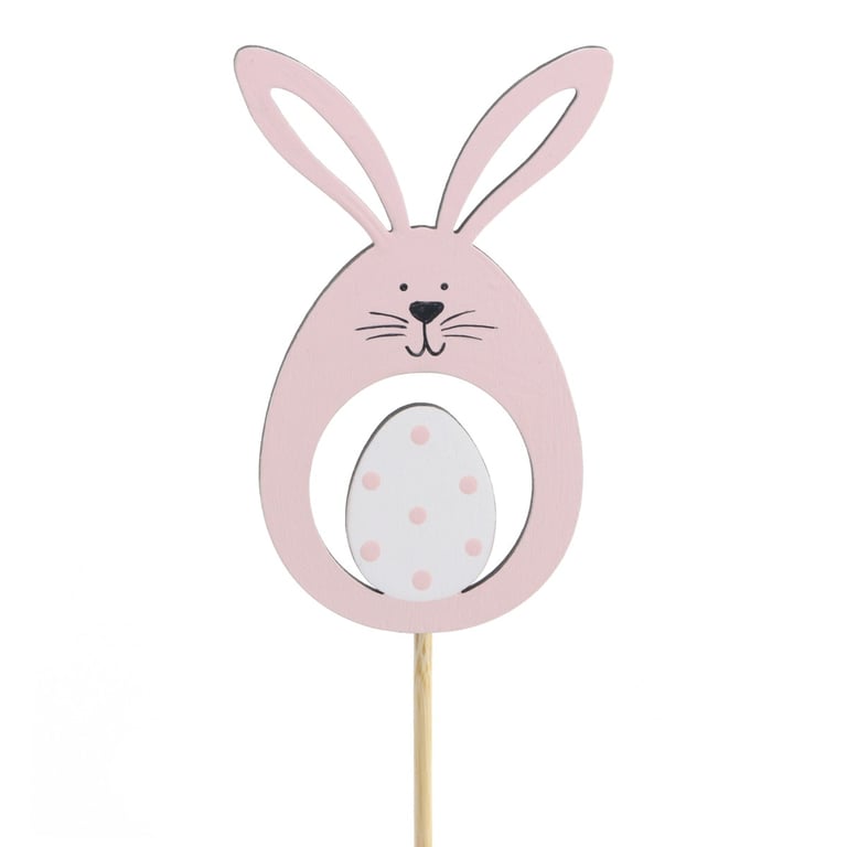 Pink Easter Bunny Pick - 10cm Small Decoration