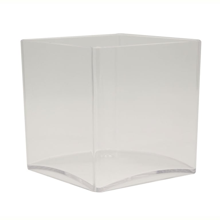 12cm Square Acrylic Modern Home Decor Vase - Contemporary Office Decoration