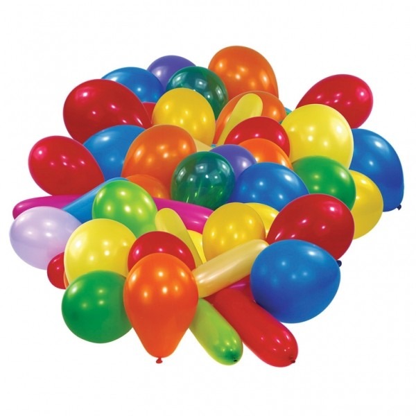 50 Assorted Colours and Shapes Balloon Pack - Party Essentials Event Supplies Set