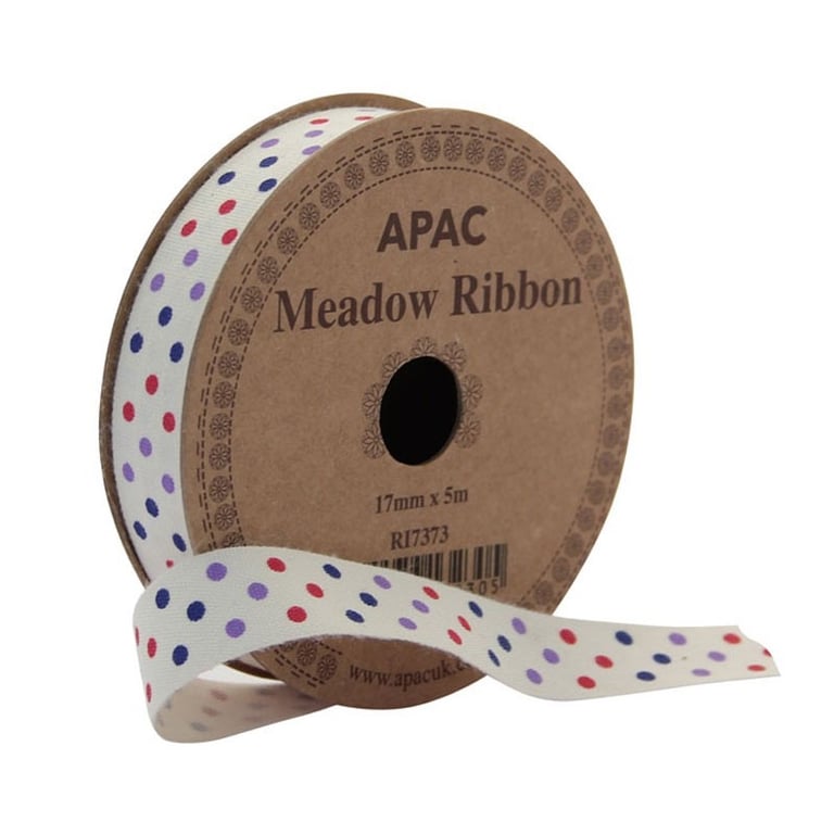 17mm Dots Red Lilac Navy Decorative Ribbon - Home & Garden