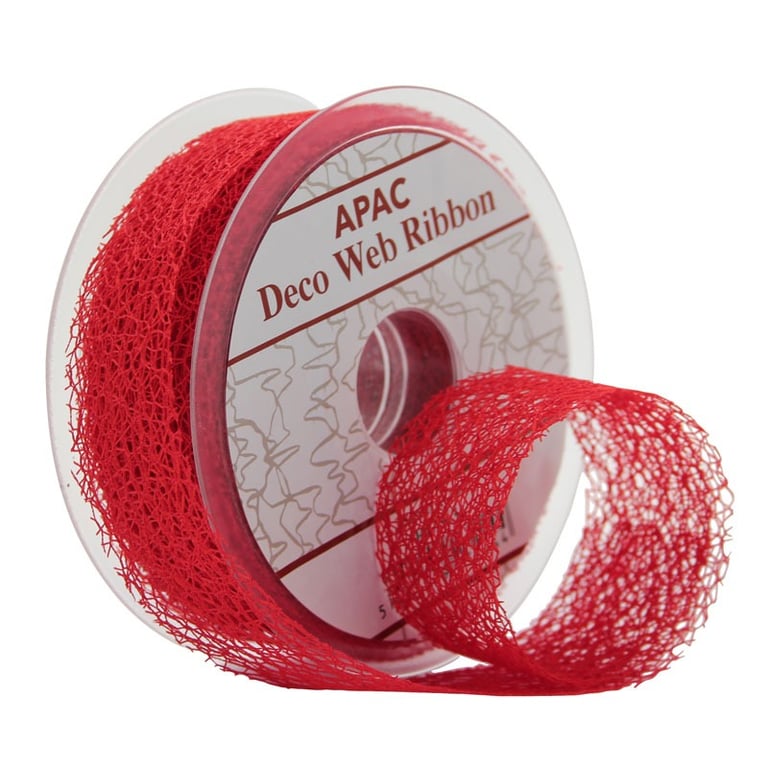 Red Deco Web Ribbon 38mm Wide - Perfect for Home Decor, Party, and Wedding Craft Projects