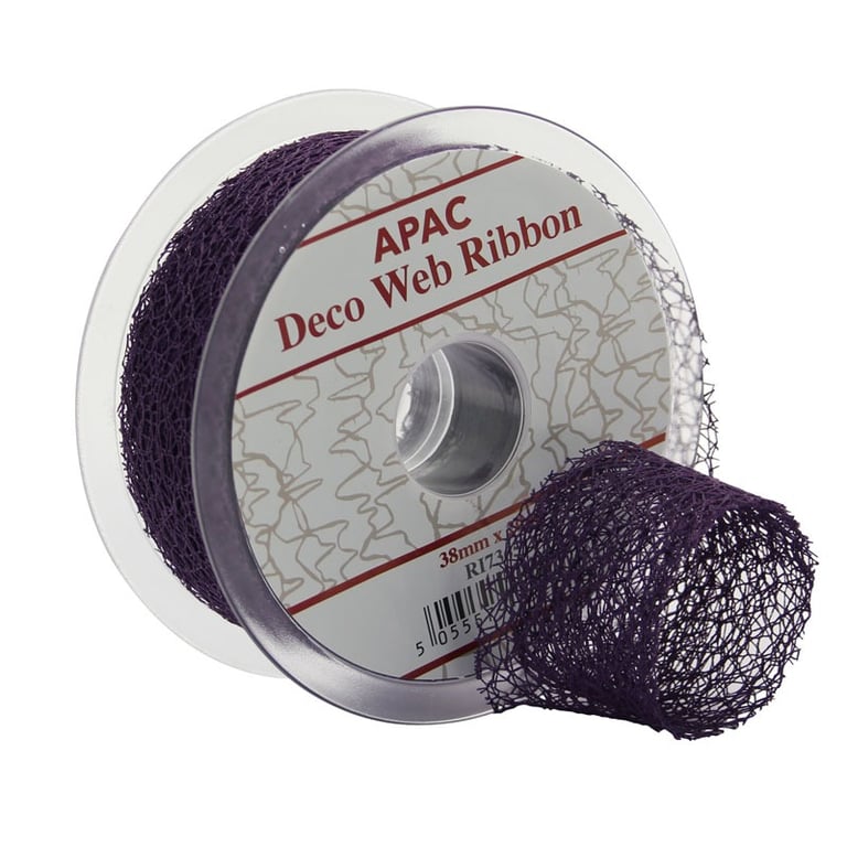 Purple Deco Web Ribbon - 38mm x 20m Floral Craft Ribbon for Home Decor and DIY Projects