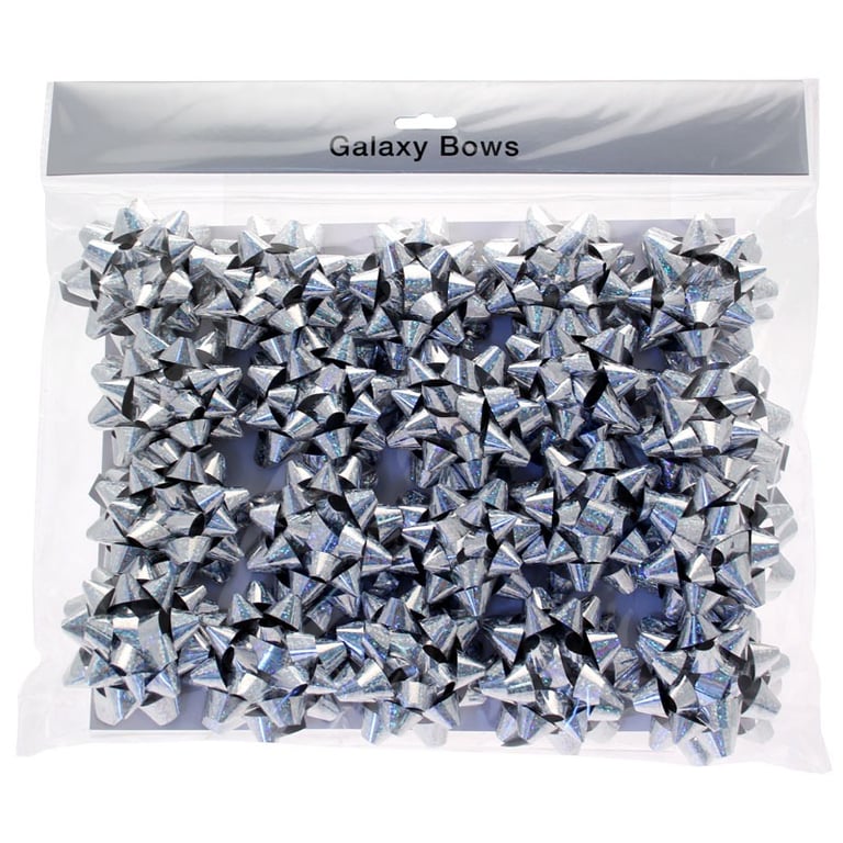 Holographic Silver Sticky Back Bows Pack - Decorative Home and Party Accents