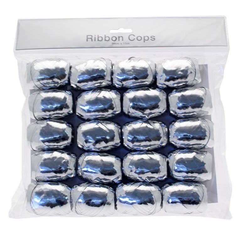 Metallic Silver Ribbon Cops Bulk Pack - Decorative Wedding and Home Decor Supplies