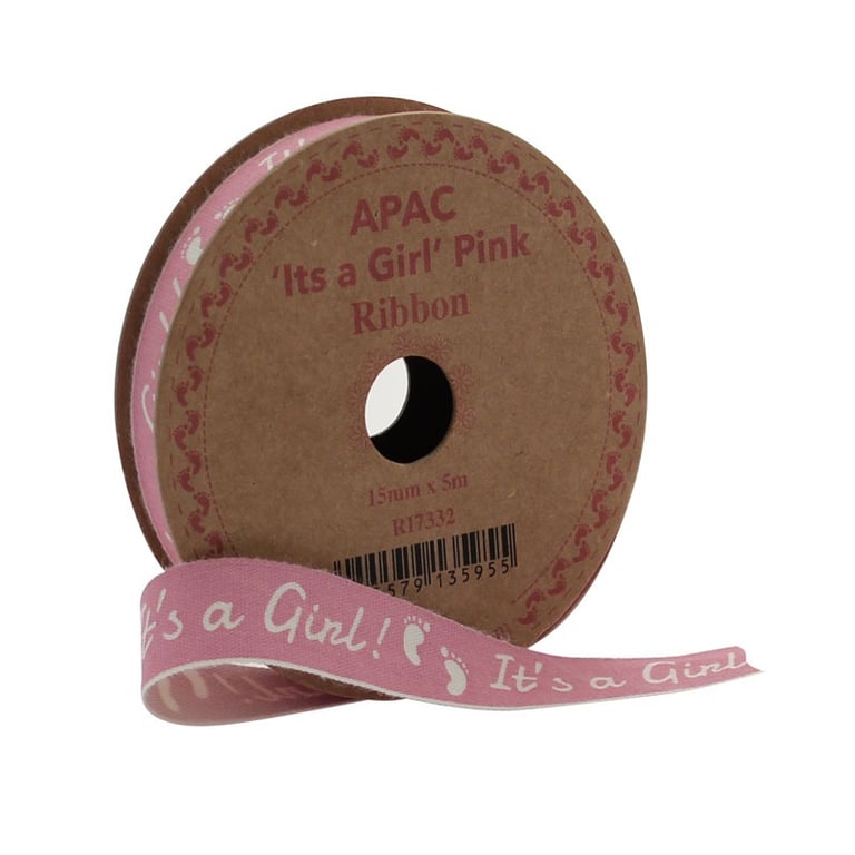 Pink Ribbon - 15mm Girl Decorative Accent for Home and Party