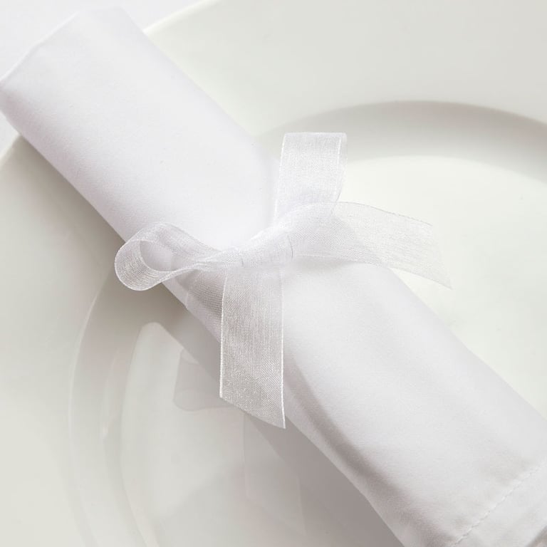 White Woven Edge Organza Fabric - 15mm Wide Home Decor Tulle Material for Wedding Veil and Party Decoration