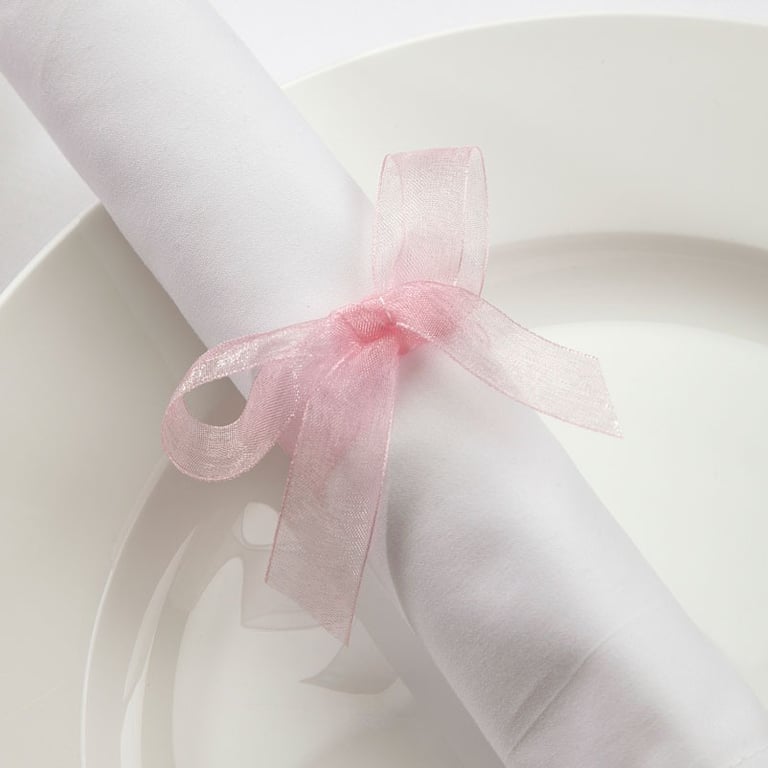 Baby Pink Woven Edge Organza Fabric - 15mm Decorative Trim for Home and Fashion