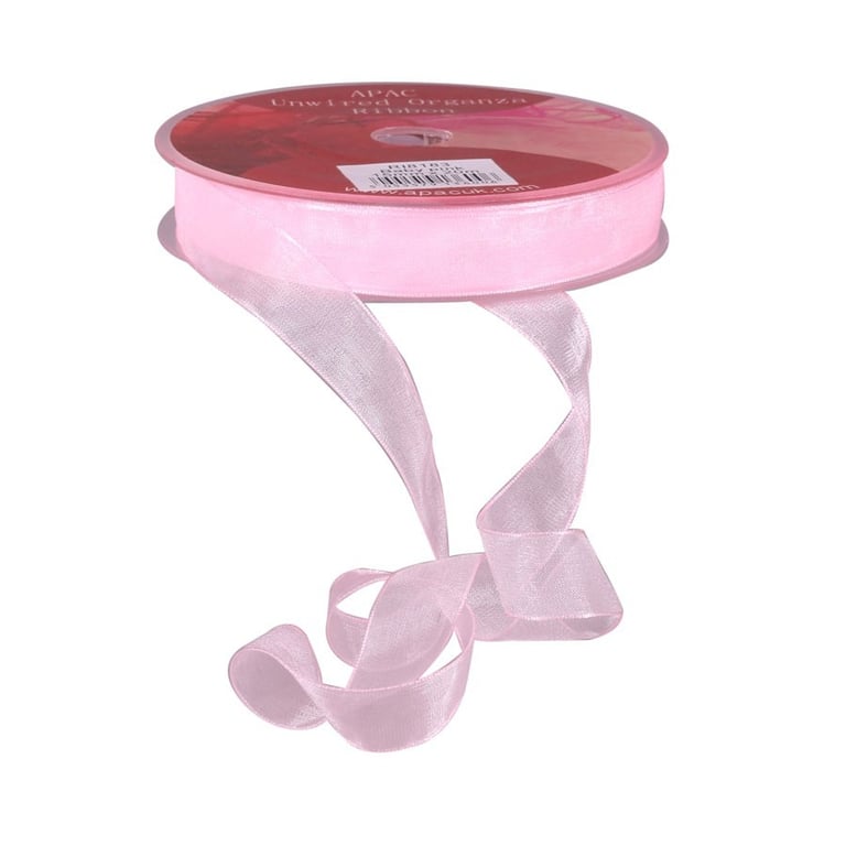 Baby Pink Woven Edge Organza Fabric - 15mm Decorative Trim for Home and Fashion