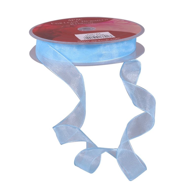 Baby Blue Woven Edge Organza Fabric - 15mm Width, Ideal for Home Decor and Wedding Veil Material