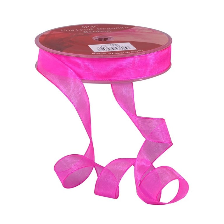 Shocking Pink Woven Edge Organza 15mm Fabric - Perfect for Home Decor and Party Decorations
