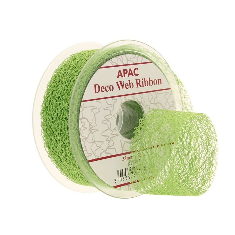 Lime Green Deco Web Ribbon - 20m Home Decor Craft Ribbon for Party Decoration and DIY Projects
