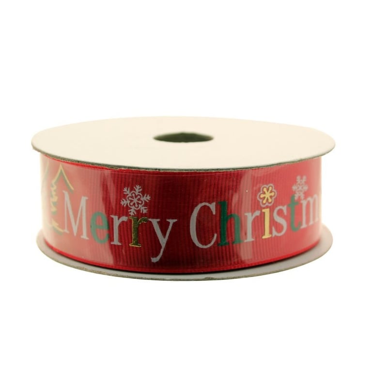 Red 25mm Merry Christmas Ribbon - Home Decor Holiday Decoration Accessory