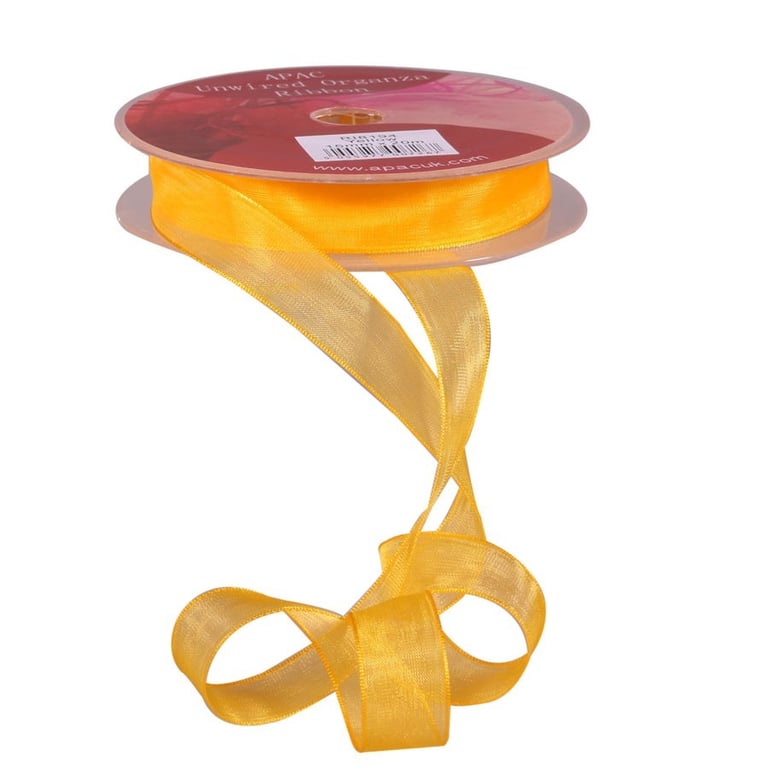 Yellow Woven Edge Organza Fabric - Decorative Trim for Home & Garden, Fashion, and More (15mm)