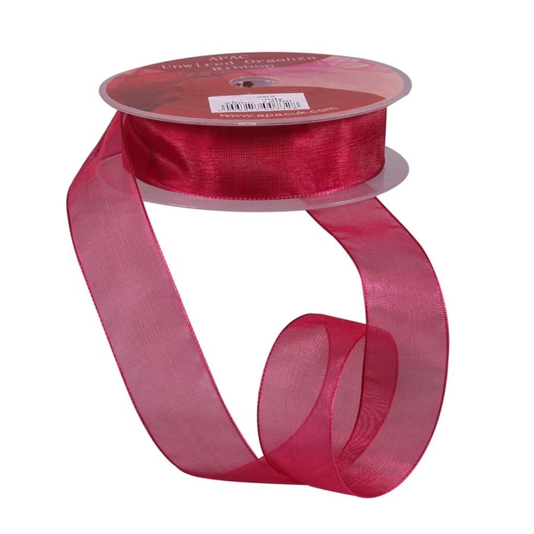 Burgundy Woven Edge Organza 25mm Decorative Trim for Home & Fashion Accents