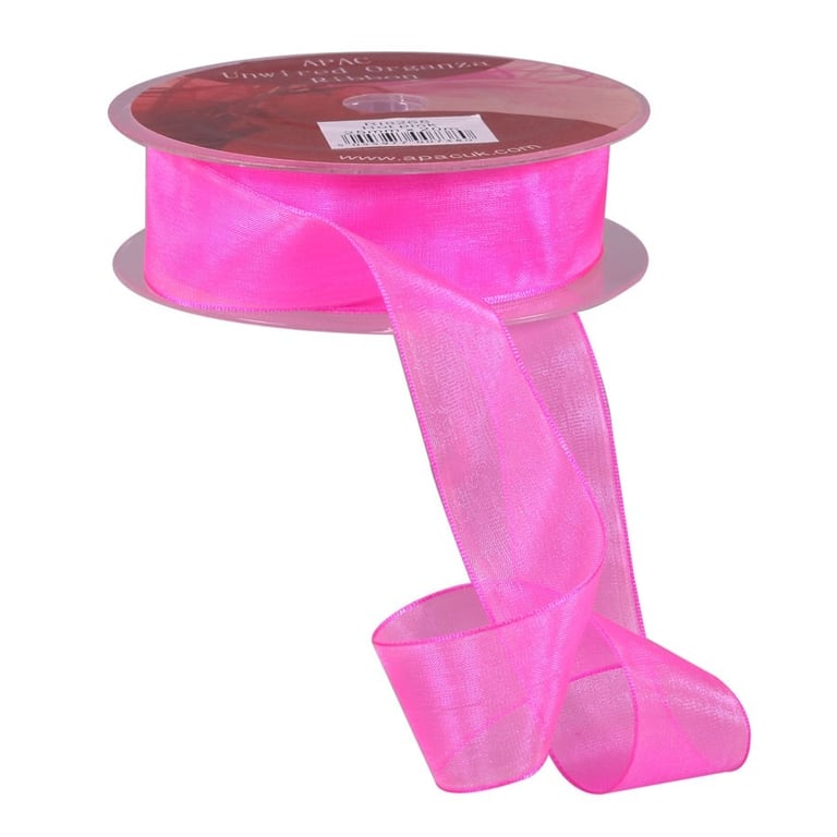 Shocking Pink Woven Edge Organza Fabric - 25mm Decorative Edges for Home Decor Accessories