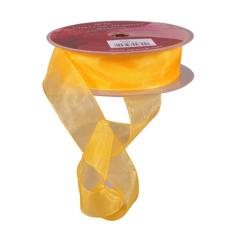 Yellow Woven Edge Organza 25mm - Decorative Home Decor Trim and Fashion Embellishment