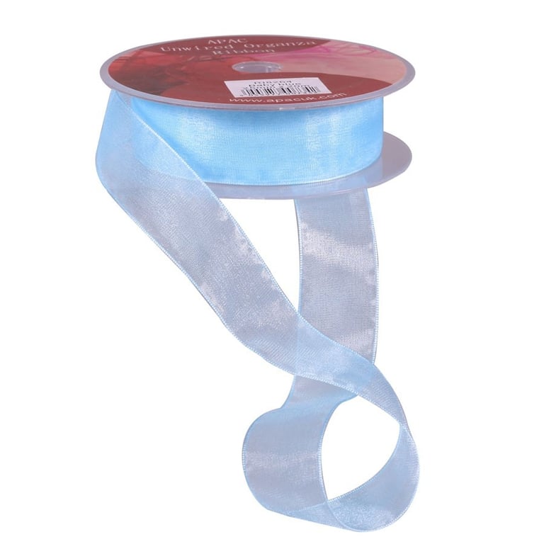 Baby Blue Woven Edge Organza Fabric - 25mm Decorative Trim for Home Decor Accents and Crafting Projects