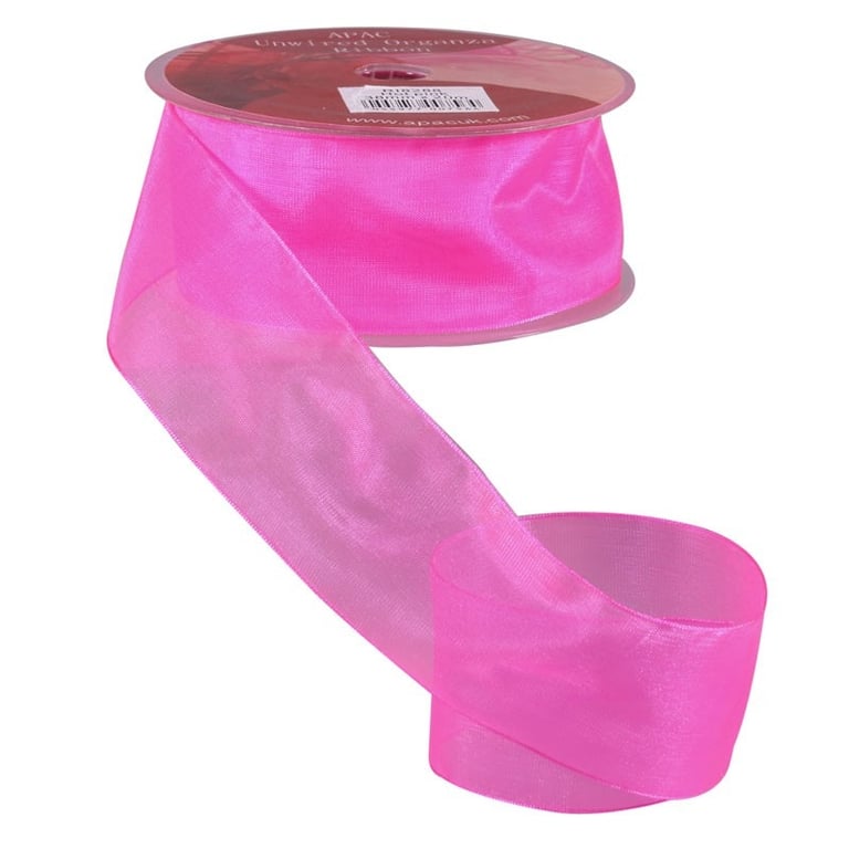 Shocking Pink Woven Edge Organza Ribbon - 38mm Wide Home Decor Accent and Party Decoration Supply