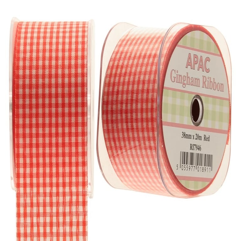 38mm Red Small Gingham Ribbon - Perfect Home Decor and Crafting Accessory