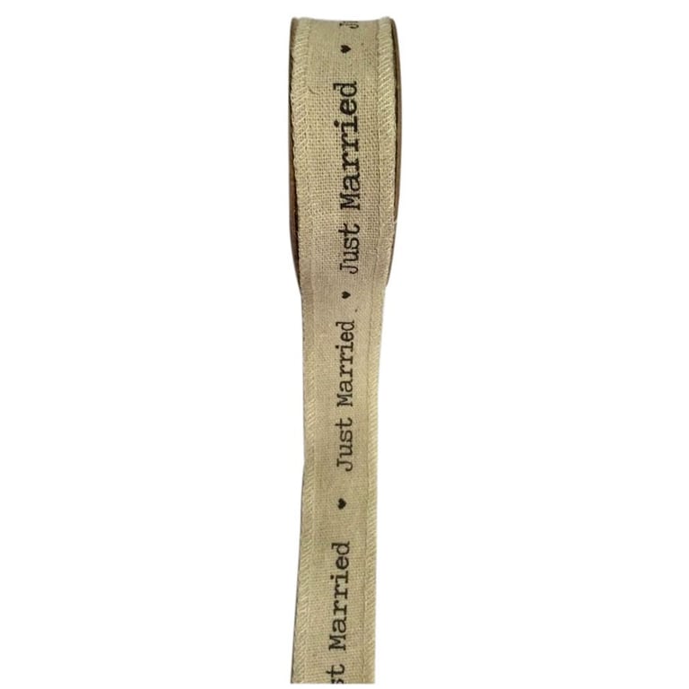 Just Married Natural Ribbon 25mm - Elegant Wedding Decorations and Home Dcor Accessory