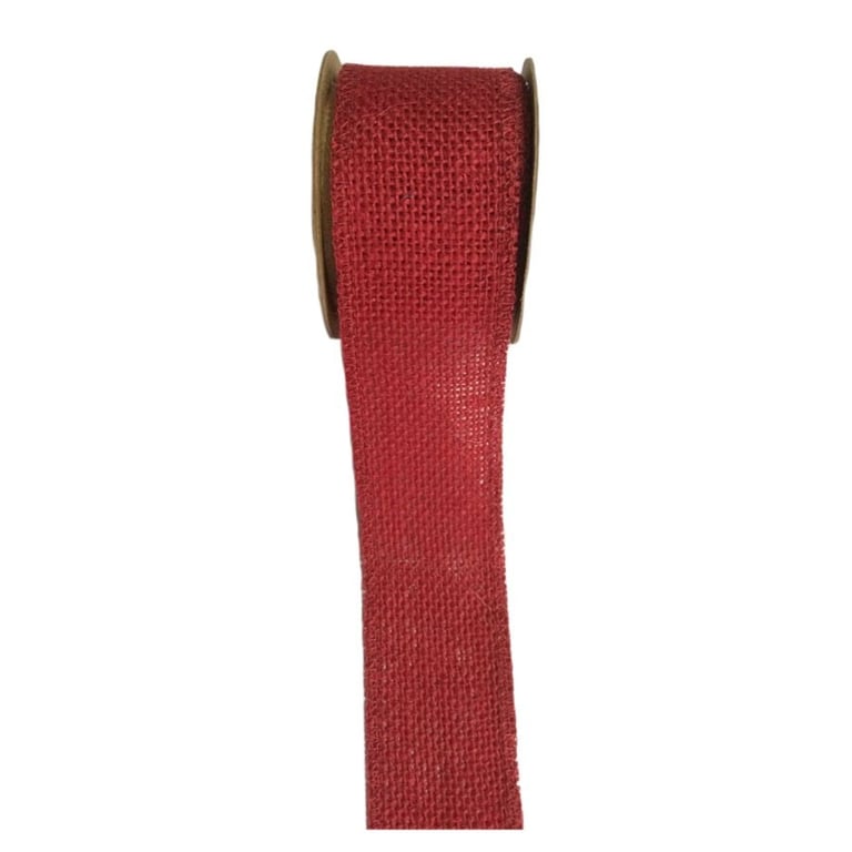50mm Red Woven Home Decor Ribbon - Perfect for Crafting and Floral Arrangements