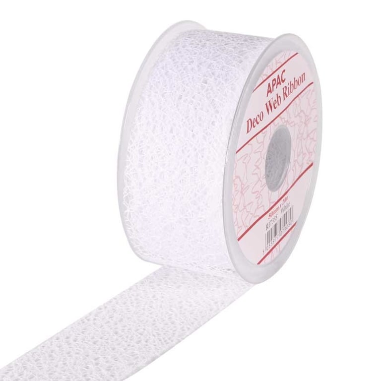 White Deco Web Ribbon - 50mm Wide x 20m Long for Home Decor and Crafting Projects