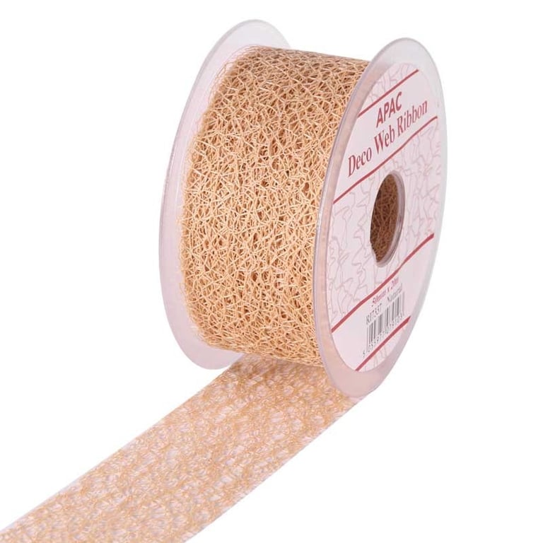 Natural Deco Web Ribbon - 50mm Wide x 20m Long, Natural and Versatile Crafting Ribbon for Home Decor Projects