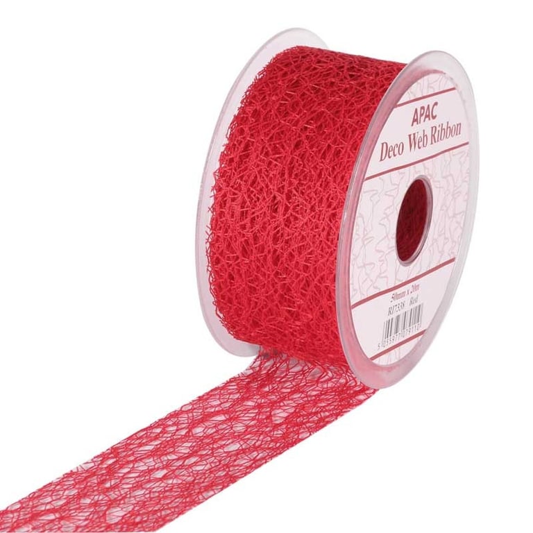 Red Deco Web Ribbon 50mm x 20m - Premium Red Craft Ribbon for Home Decor and Party Decoration