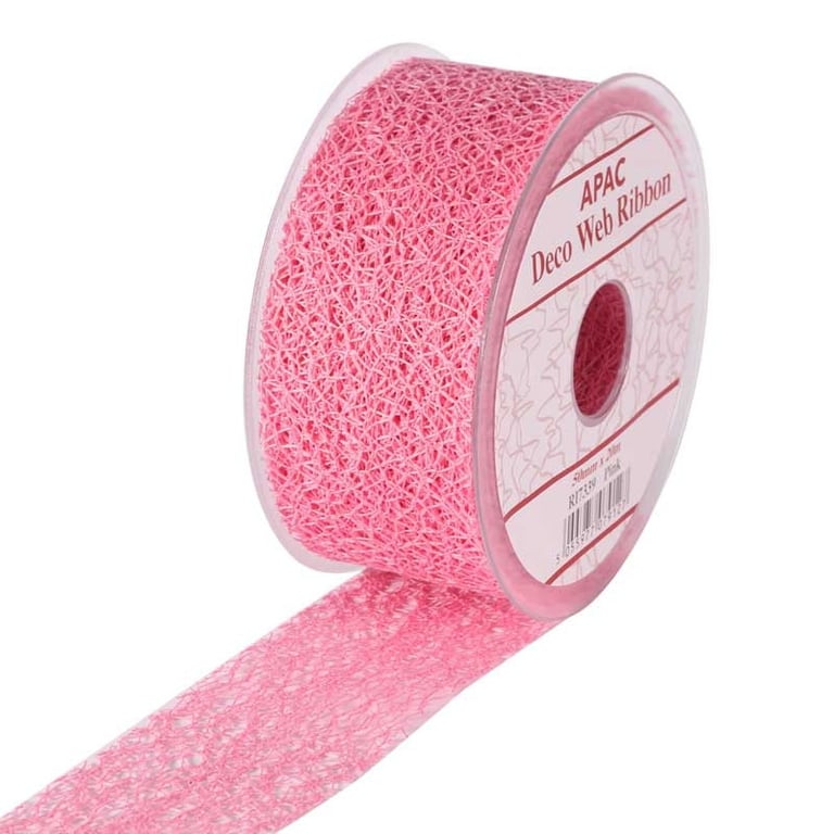 Pink Deco Web Ribbon - 20m Long x 50mm Wide, Perfect for Home Decor and Crafting Projects