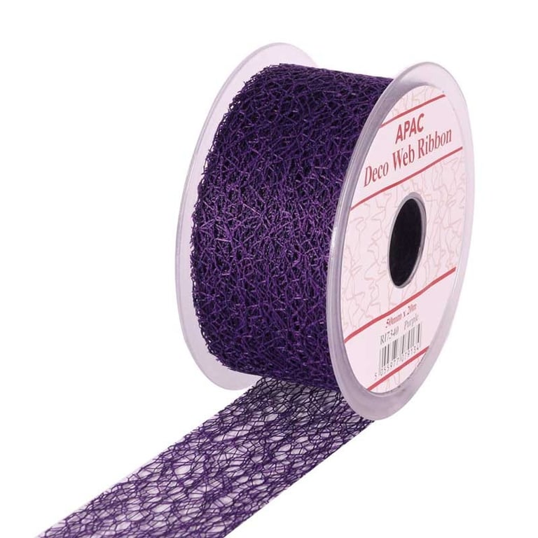 Purple Decorative Web Ribbon - 50mm x 20m Wide Fashion Craft and Home Decor Ribbon