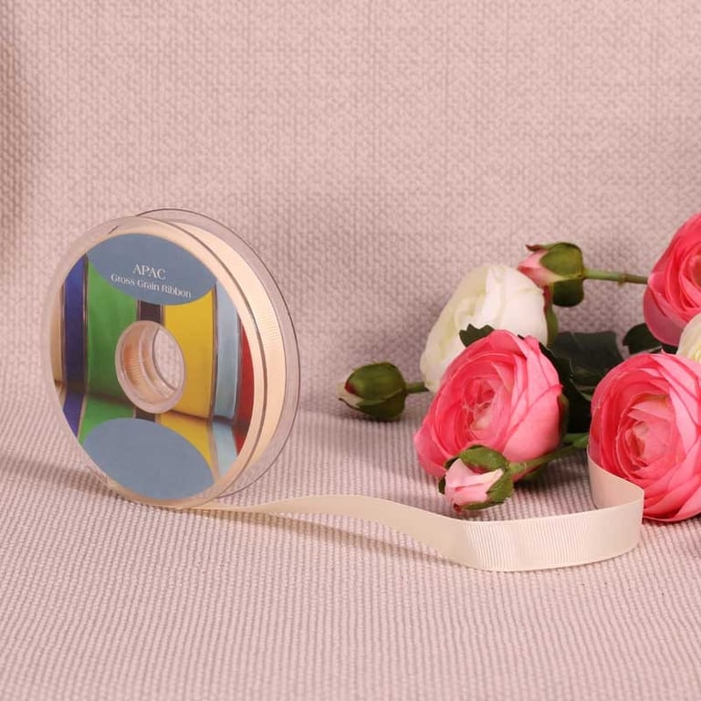 15mm Cream Grosgrain Ribbon - 20m Decorative Sewing Craft Ribbon for Home Decor and Crafting