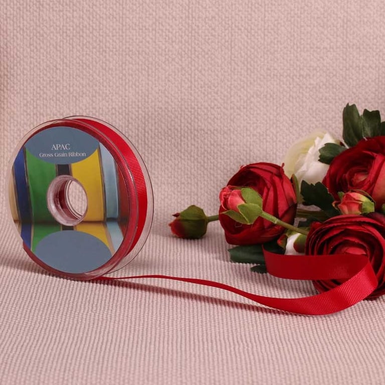 Deep Red Grosgrain Ribbon - 15mm Wide, 20m Long Decorative Ribbon for Home Decor