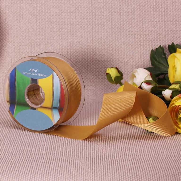 Gold Grosgrain Ribbon - 38mm Wide x 20m Long, High-Quality Home Decor and Craft Supply