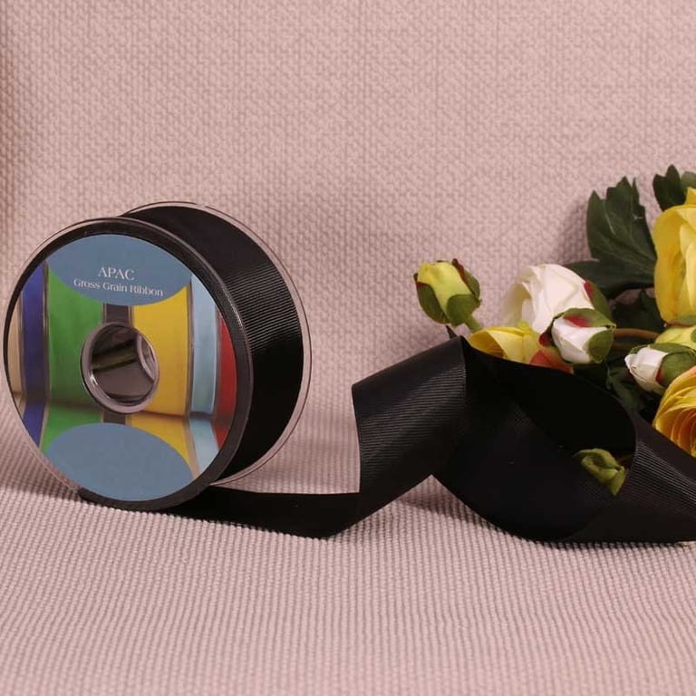 Black Grosgrain Ribbon - 38mm x 20m Home Decor and Craft Supply