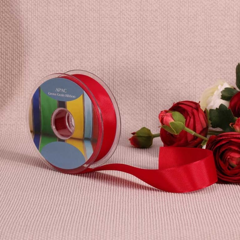 Deep Red 25mm Grosgrain Ribbon - Ideal for Home Decor, Weddings & Crafts