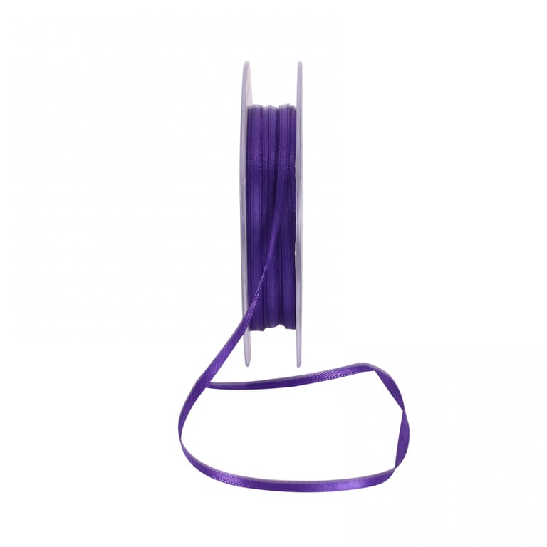 Dark Purple Satin Ribbon 3mm - Ideal Home Decor and Fashion Accessory Craft Supply