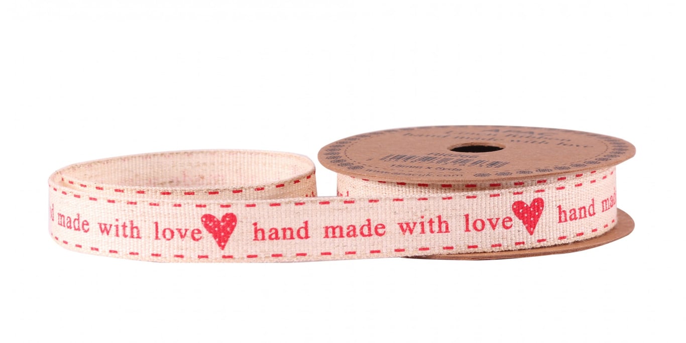 Handmade Red Linen Ribbon 15mm - Perfect for Home Decor and Crafting