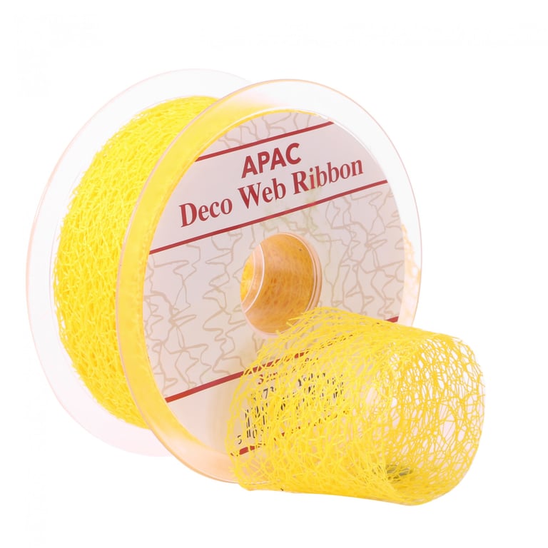 Yellow Deco Web Ribbon - 38mm Wide, 20m Long Home Decor and Crafting Ribbon