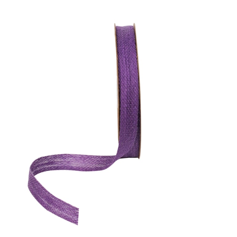 Purple Eleganza Open Weave Jute Ribbon (15mm) - Natural Home Decor Accent with Distressed Charm