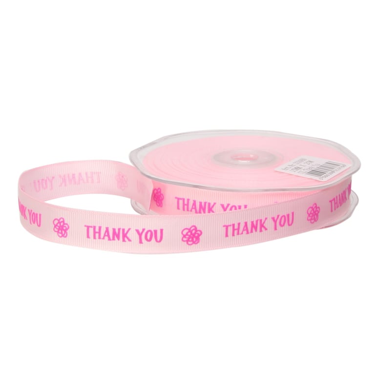 Pink Thank You Ribbon - 15mm x 20m Home Decor and Party Supply Ribbon
