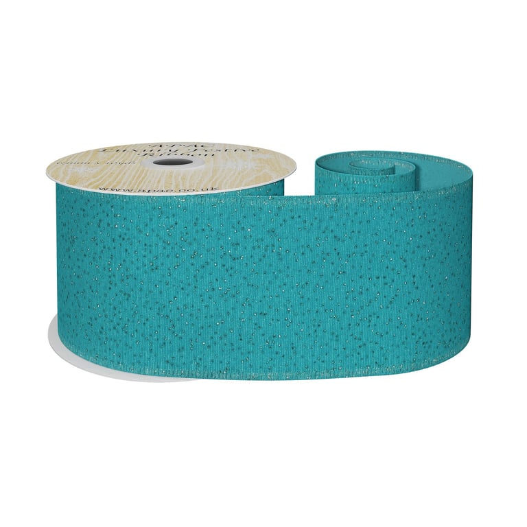 Turquoise Ribbon with Blue Sparkles - 10yd Craft & Home Decor Ribbon