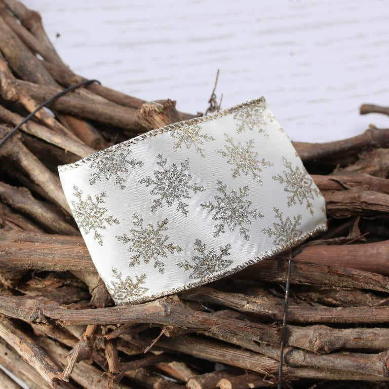 Champagne Glitter Snowflakes - 63mm Decorative Accents (10yd) for Wedding Favors and Party Supplies