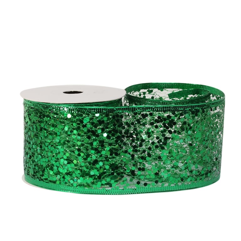 Green Glitter Mesh Ribbon 10 Yards - Ideal for Home Decor, Crafts & Party Decorating