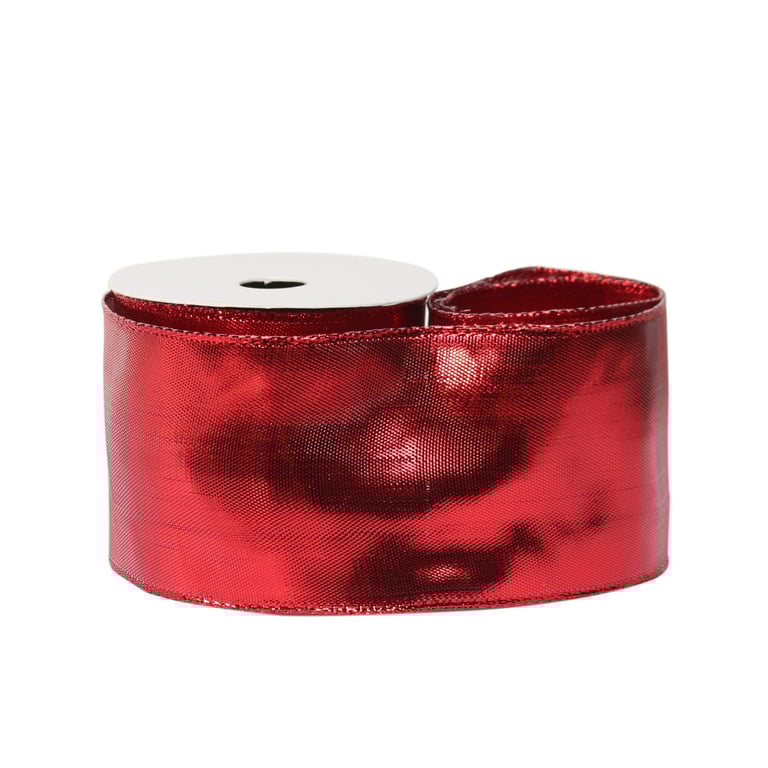 Red Metallic Wire Edge Ribbon - 63mm x 10 Yards Home Decor Craft Wedding Decoration Ribbon