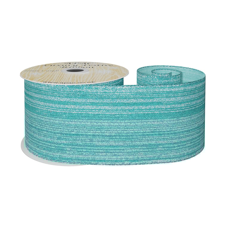 Turquoise Shimmer Thread Ribbon - 63mm x 10yds Decorative Home and Craft Supply
