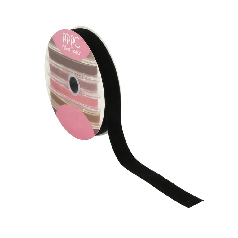 Black Velvet Ribbon - 25mm x 20m Home Decor and Fashion Accent Ribbon