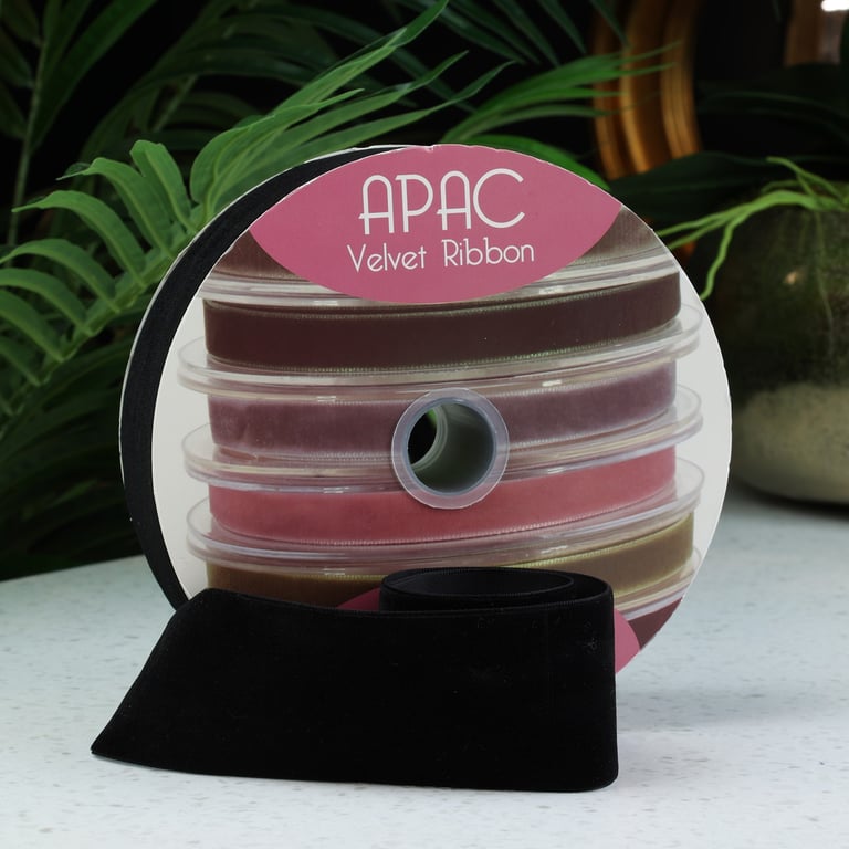 Black Velvet Ribbon - 50mm x 20m, Perfect for Crafting, Home Decor & Fashion Decoration