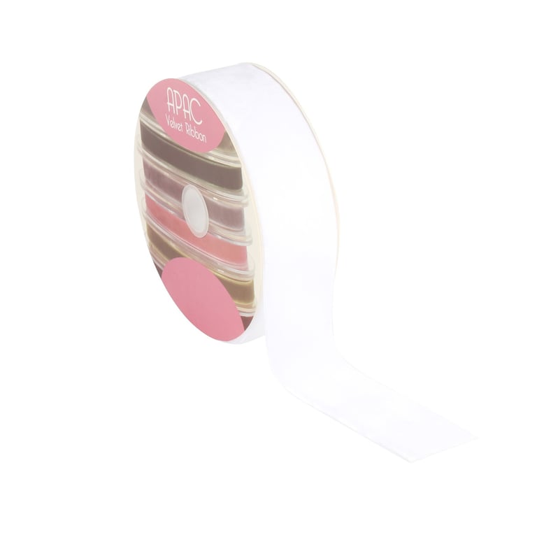 White Velvet Ribbon (50mm x 20m) - Decorative Home Decor Craft Wedding Ribbon